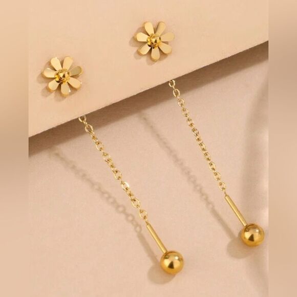 Bohemian flower drop earrings N676 - Picture 1 of 4